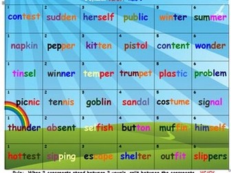 Syllable Game - What is a Syllable? -  4 in a Row Syllables Game