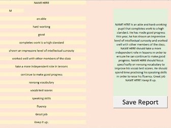 Automatic Editable Report Writer Excel Male/Female/Non-Binary