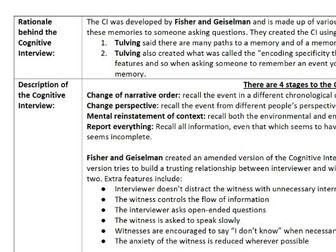 Improving memory (cognitive interview) revision guide