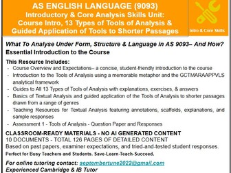 INTRODUCTORY & CORE ANALYSIS SKILLS UNIT: CAIE AS ENGLISH LANG (9093)