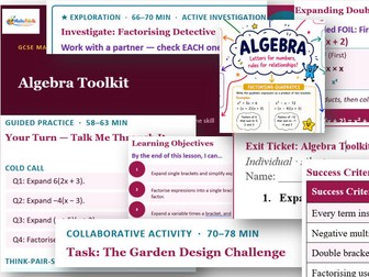 Algebra Toolkit-a comprehensive GCSE maths Lesson Pack