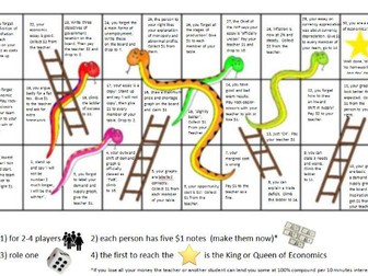 iGCSE, iAlevel, BTEC, IB simple economics snakes and ladder