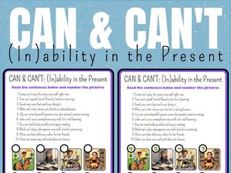 Can and Can't: Understanding Present Abilities – Fun Sentence Matching Activity