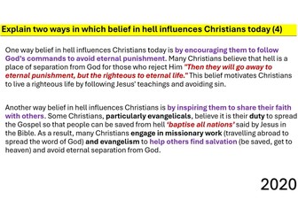 Christianity Bundle, all 4+5 mark answers + independent topic pack