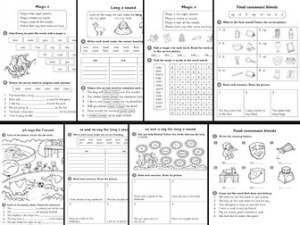 Grade 1 Literacy Worksheets Bundle | Phonics, Blends, Digraphs, Magic E & Word Families