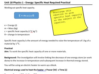 AQA Required Practical: Specific Heat Capacity Worksheet