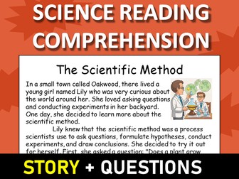 The Scientific Method Reading Science Story Comprehension Questions Worksheet