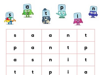 Phonics Word Search s a t p i n