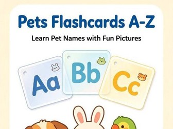 A4 Pets Flashcards Kids ESL Printable