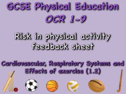 GCSE OCR PE (1.2) Physical Training - Risk in physical activity feedback sheet