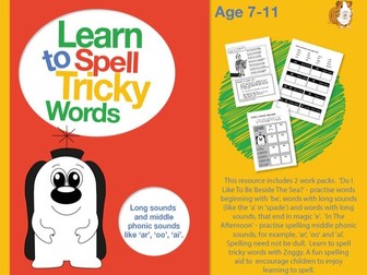Learn Tricky Words With Long Sounds & Middle Phonic Sounds ‘ar’, ‘oo’, ‘ai’ (7-11 years)
