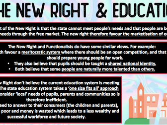 A-Level Sociology- Neoliberalism and the New right perspective on education