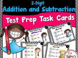 2-Digit Addition and Subtraction Test Prep Task Cards