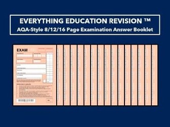 GCSE AQA-Style 8/12/16-Page Answer GCSE & A-Level Examination Booklet (for Mock Exam Administration)