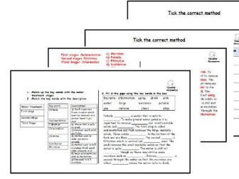 Engaging Water Treatment Worksheets: Differentiated for SEN/Low Ability Students