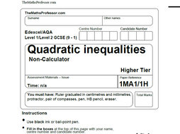 1-9 GCSE EXAM PAPER ON QUADRATIC INEQUALITIES - www.TheMathsProfessor.com