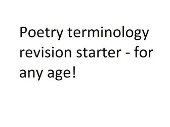 Starter/revision quiz for poetic techniques