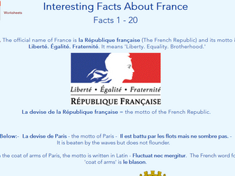 Facts about France - Worksheets + Web Pages