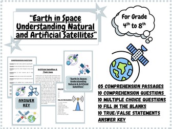 Earth in Space | Natural & Artificial Satellites Reading Comprehension | Grades 4–8