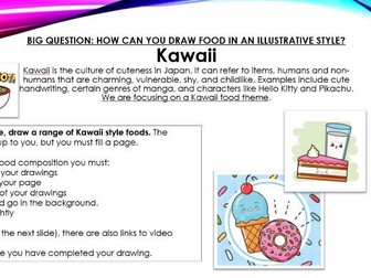 KS3 Art and Design. Food and Kawaii. COVER LESSON or EXTENSION TASK