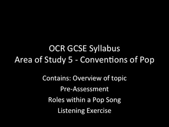 OCR GCSE - Conventions of Pop - 1 full lesson 'overview of topic'