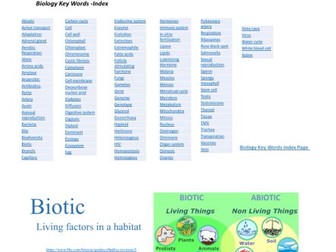 Biology  key words, definitions and revision resource