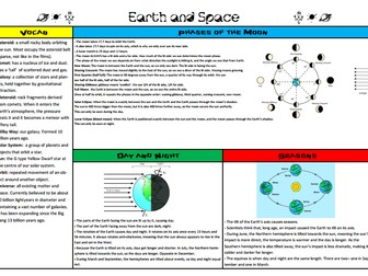 Science Knowledge Organiser - Earth and Space