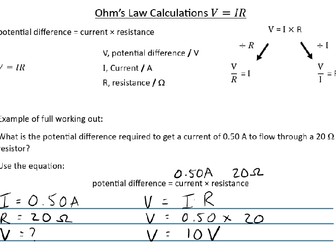 P2 AQA Ohms Law Calculations Foundation