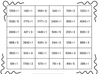 Four the Win: 1 digit division (with remainders) games