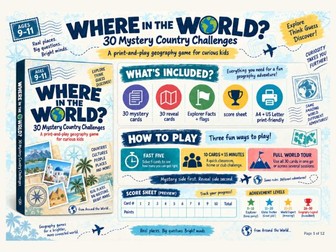 World Geography Guessing Game | 30 Country Clue Cards | Upper KS2 Years 5–6
