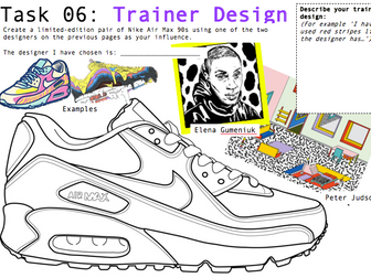 Art/Graphic Design Worksheets X3 - Trainer Design SELF-DIRECTED