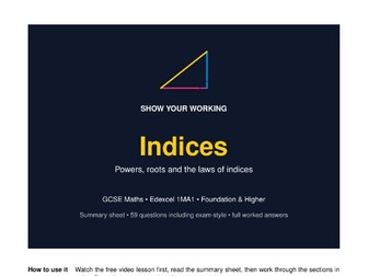Indices GCSE Maths Revision Pack Edexcel
