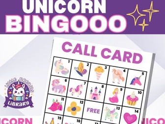 Unicorn Printable Bingo Game Cards - Magical Fun Activity