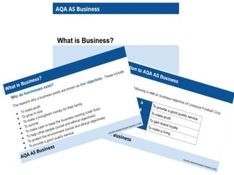 AQA AS Business :3.1.1 Understanding the nature and purpose of business