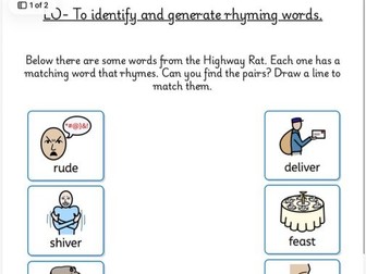 Rhyming worksheet- KS1