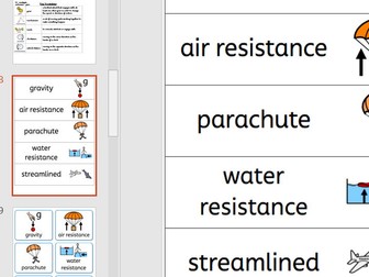 Year 5 Forces widgit Key Vocabulary