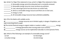 Distance Learning | Renewable and Nonrenewable Energy - Worksheet ...