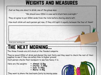 Free worksheet EL3 Maths weights and Measures
