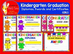 kindergarten graduation girls diplomas certificates and awards by