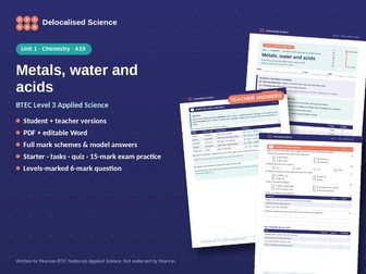 Metals with Water and Acids: Reactivity Series | BTEC Applied Science
