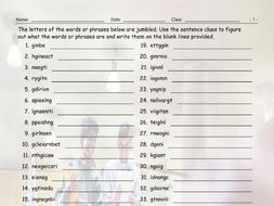 gerunds jumbled words worksheet teaching resources