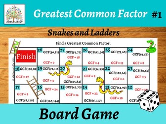 Greatest Common Factor Snakes and Ladders Dice Game #1