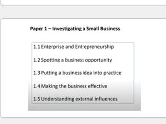 GCSE Business Edexcel Paper 1: Pre Exam or Warm up presentation
