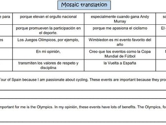 Spanish GCSE- Mosaic Translation- International Sporting Events