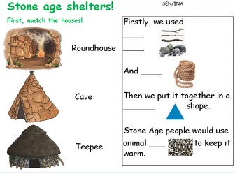 Stone Age shelter resources differentiated sheets