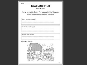 10 SoundsWrite Phonics Unit 1:ae comprehension sheets