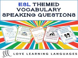 ESL Themed Vocabulary Speaking Questions - GROWING BUNDLE