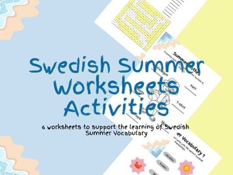 Swedish Summer Worksheets Activity
