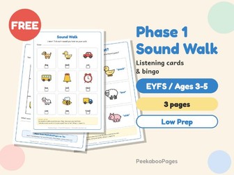 FREE Phase 1 Phonics Sound Walk – Listening Cards & Bingo – EYFS / Nursery / Reception