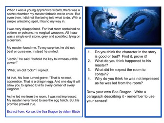 Sea Dragon - guided reading extract and questions